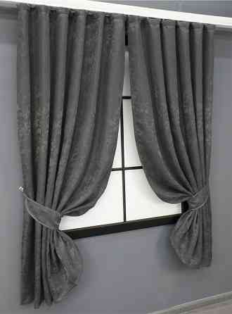 Комплект коротких штор VR-Textil Лен мрамор Pavliani ХО № 1267ш 130х170 см 2 шт Серо-коричневый (35-0108) Киев