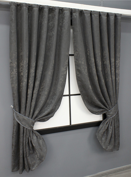 Комплект коротких штор VR-Textil Лен мрамор Pavliani ХО № 1267ш 130х170 см 2 шт Серо-коричневый (35-0108) Киев - изображение 2