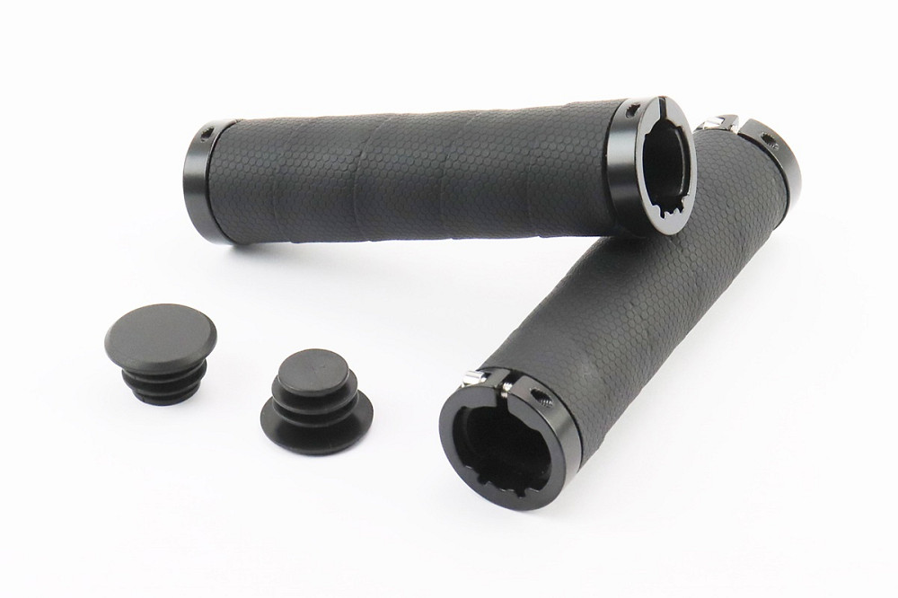 Ручки керма 130мм з затискачем Lock-On з двох сторін, екошкіра, чорні PU-192A Київ - фото 1