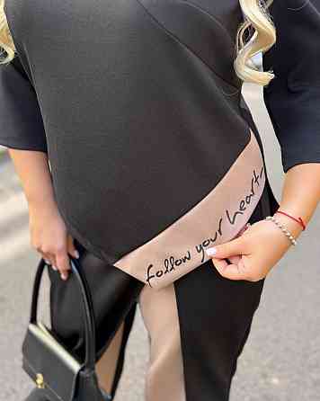 Жіночий стильний костюм двійка креп дайвінг Чорний, 64/66 Одеса