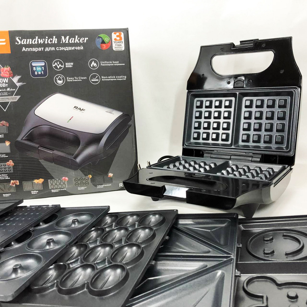 Прижимной домашний гриль RAF R.551 850 Вт 8 в 1, Сковорода с сэндвич дном, Гриль для дома електрогриль UI-87 Львов - изображение 16