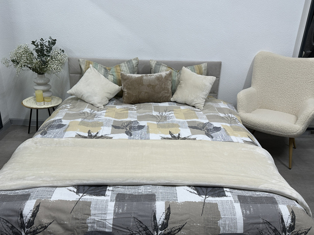 Ecotton Комплект постільної білизни Ecotton Євро 210х215 см бежевий Листя Коломия - фото 7