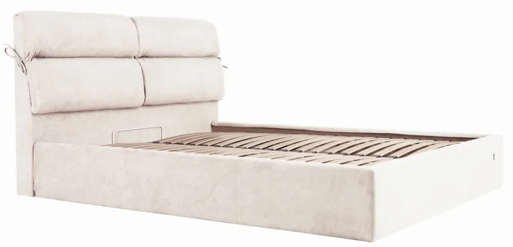 Ліжко Двоспальне Edinburgh Comfort 160 х 190 см Місті Milk З підйомним механізмом та нішою для білизни Бежевий Київ - фото 1