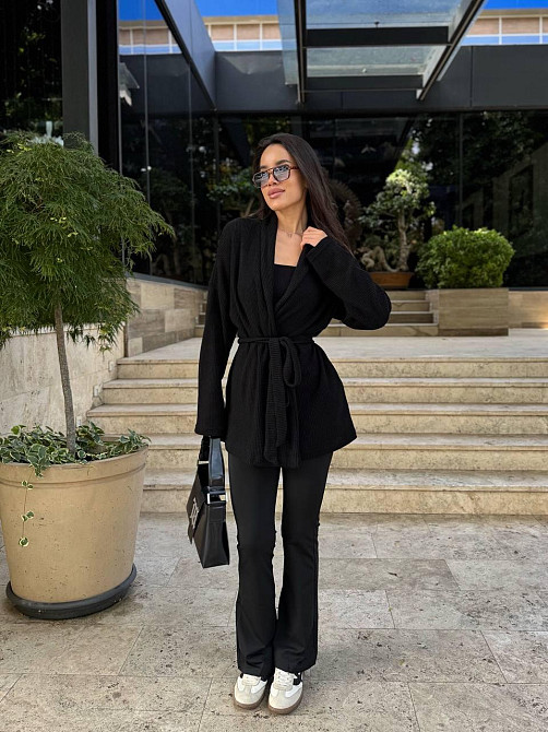 Женский теплый модный кардиган. Черный, 42/44 Одесса - изображение 4