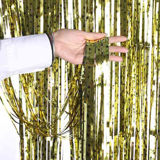 Дождик для фотозоны с принтом звезд 2 м на 1 м золотистый Киев