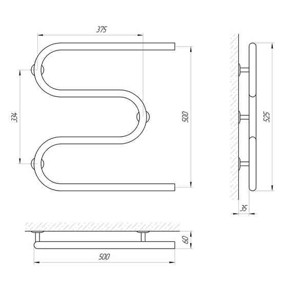 Сушарка для рушників Laris Змійовик 25 РС3 500Х500 3/4" Київ