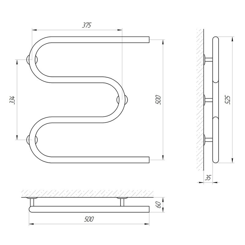 Сушарка для рушників Laris Змійовик 25 РС3 500Х500 3/4" Київ - фото 4