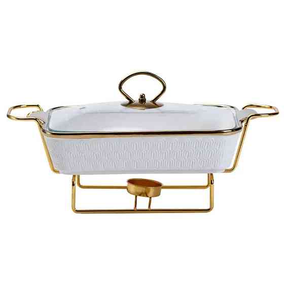 Фарфоровий мармит на 1 літр з металевою підставкою Київ