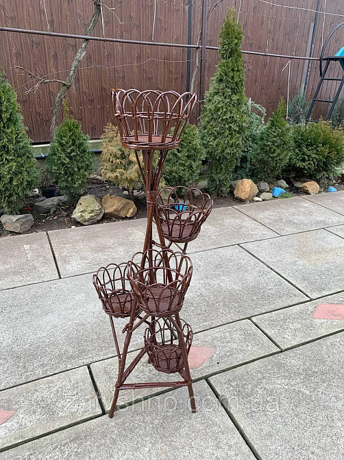 Коричнева плетена підставка для квітів, вазонів. Київ - фото 4