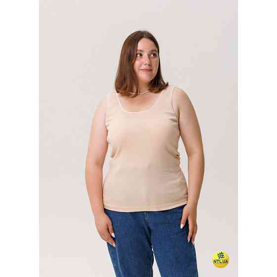 Базова однотонна жіноча майка з бавовни на широких бретелях Наталюкс 21-2110 Київ