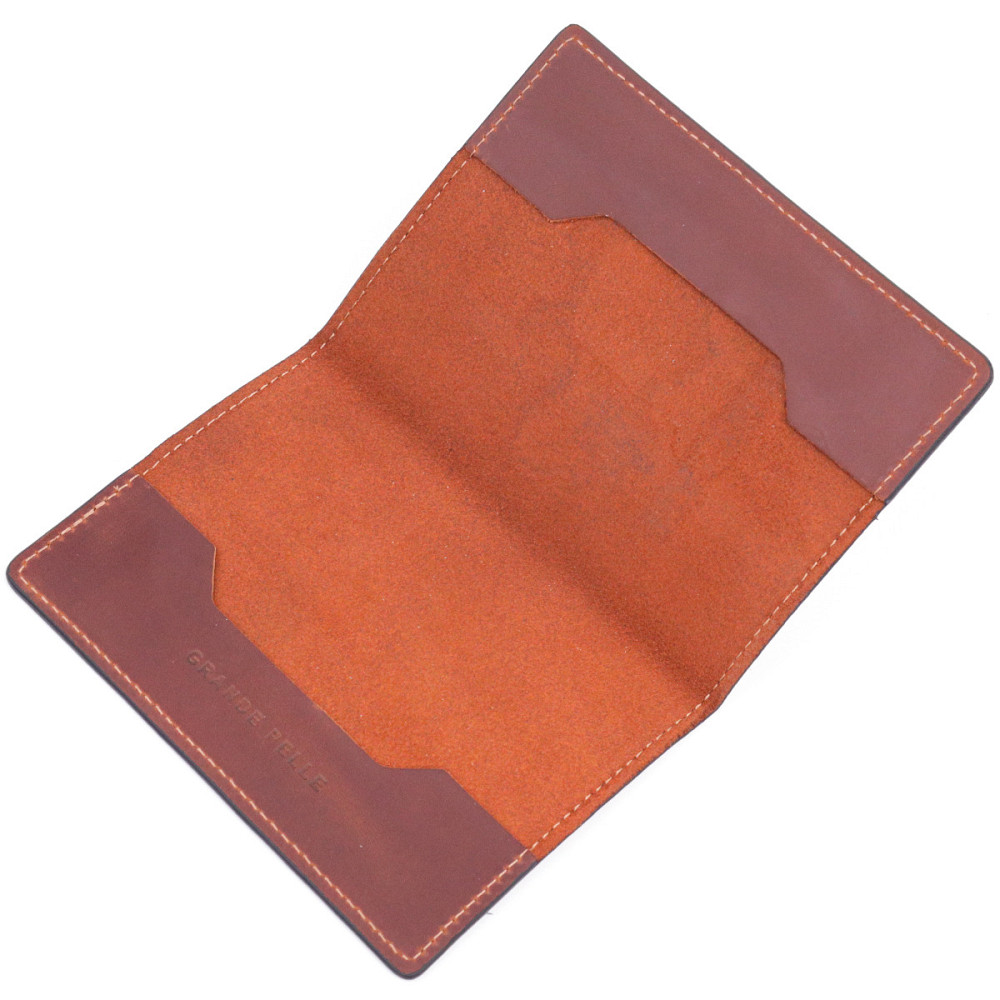 Обложка на паспорт в винтажной коже Светло-коричневая (GRANDE PELLE) Киев - изображение 9