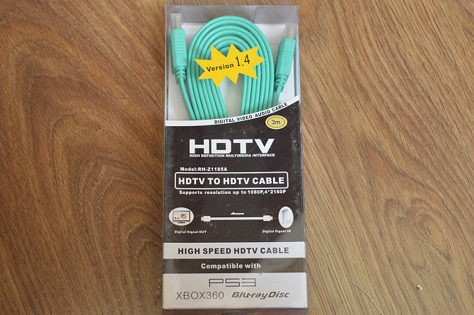 Кабель E-Cable HDMI - HDMI 3м плоский зелёный Полтава - изображение 1
