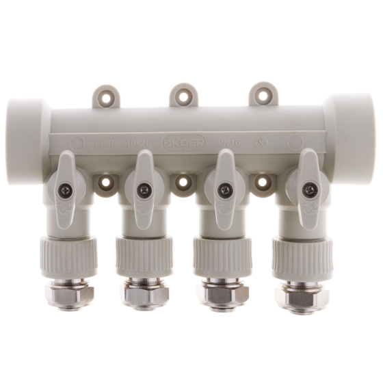 Розподільний колектор опалення 4-way з фітингом (40x20) PPR Koer K0192.PRO (KP2557) Київ