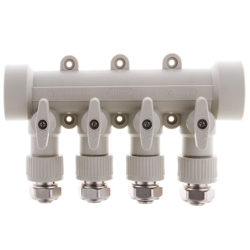 Розподільний колектор опалення 4-way з фітингом (40x20) PPR Koer K0192.PRO (KP2557) Київ - фото 2