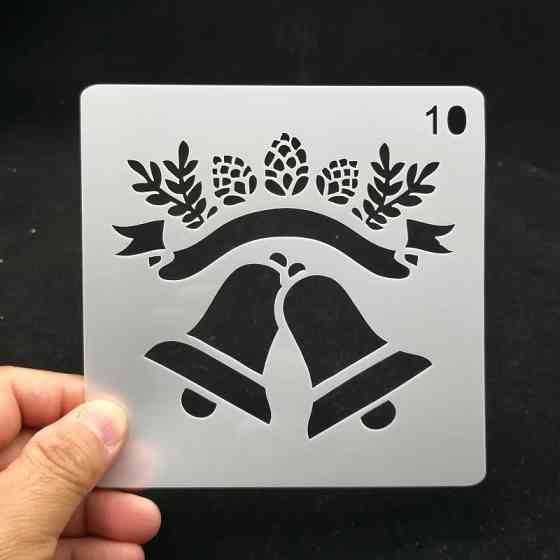 Трафарет на новый год Колокьчики 13 на 13 см серый Киев