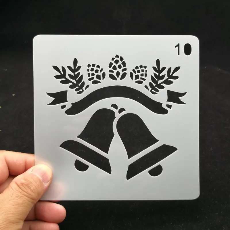 Трафарет на новый год Колокьчики 13 на 13 см серый Киев - изображение 1