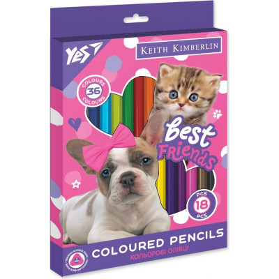 Карандаши цветные Yes Keith Kimberlin двухсторонние 18 шт. 36 цветов (290690) Винница - изображение 1