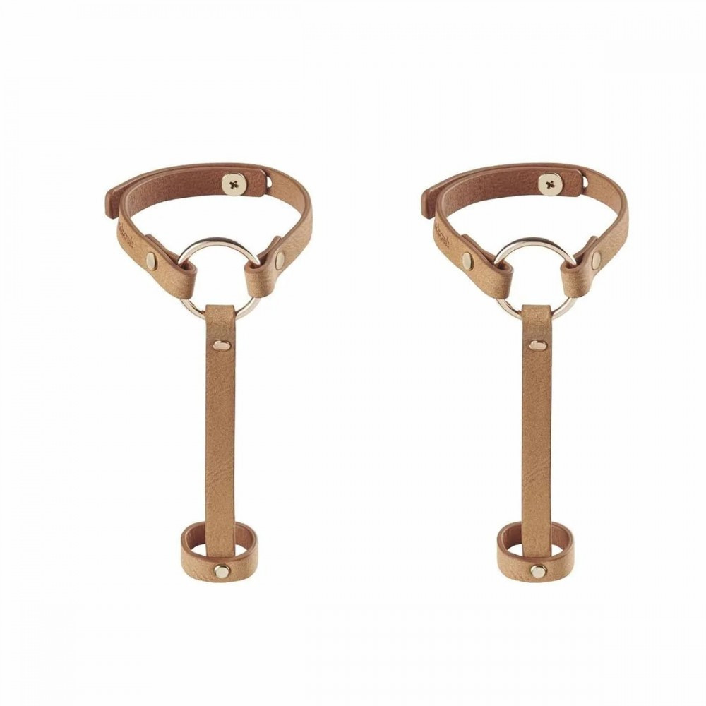 Пара браслетів на зап'ясті та палець Bijoux Indiscrets MAZE Hand Bracelet Harness Brown, екошкіра Sex Aura Київ - фото 2