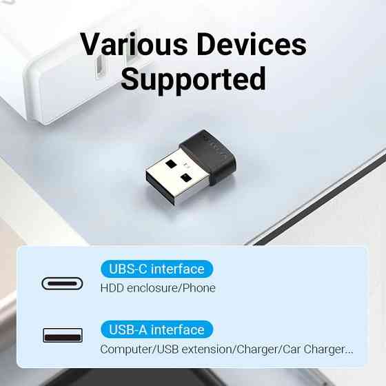 Перехідник USB 2.0 Type-A  AМ --> USB Type-C (F)  PVC Vention чорний Вінниця