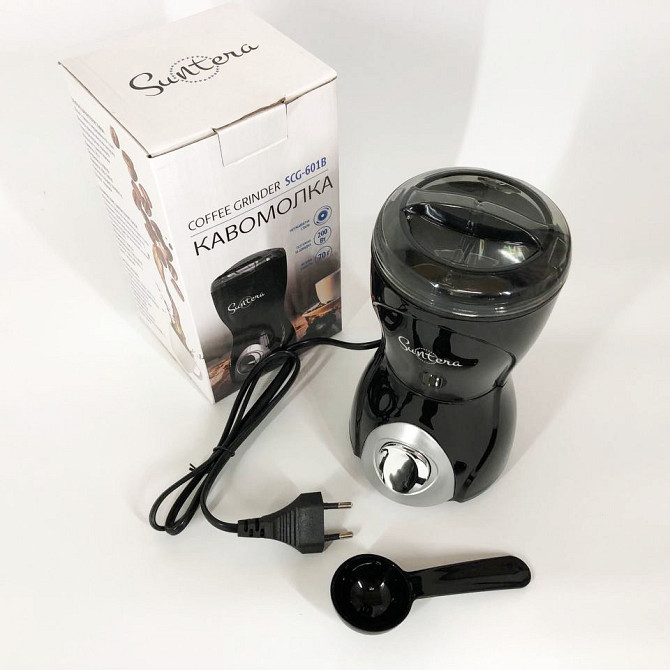 Апарат для измельчения кофе Suntera SCG-601B 200 Вт, Мощная кофемолка для зерен и специй IK-24 Львов - изображение 4