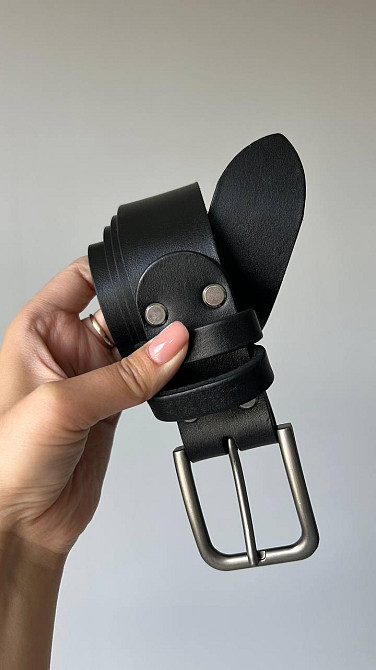 Чоловічий ремінь ручної роботи, Кожаний чорний пояс, Ремінь з натуральної шкіри з тисненням I'm UkrainianMasterSem Київ - фото 1