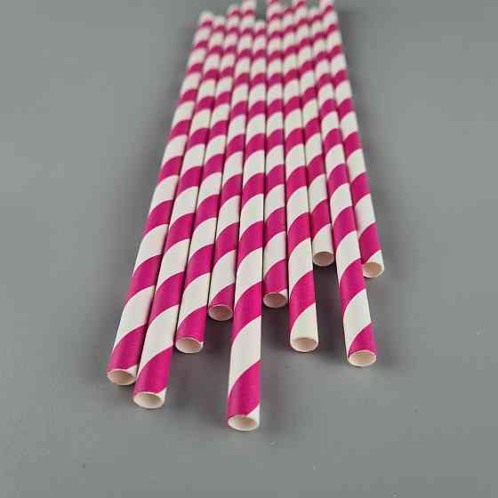 Соломка трубочка паперова Ø 5 мм 20 см "Віта " біло-рожева 25 шт (1 пачка) Харків