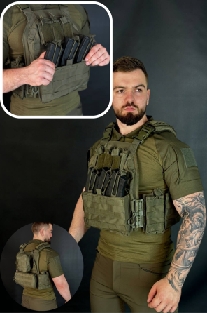 Тактична плитоноска Yakeda з 9 підсумками тактична плитоноска олива бронежилет на системмі моллі   WAR Львів