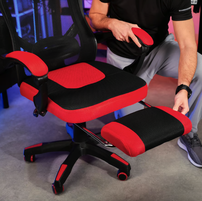 Крісло комп'ютерне офісне геймерське Sporte червоне з чорним до 150 кг для офісу школяра підлітка Київ - фото 8