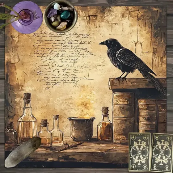 Скатертина для Таро та ритуалів 49×49 см – готичний декор, атрибутика для магії, кристалів і фотосесій Київ