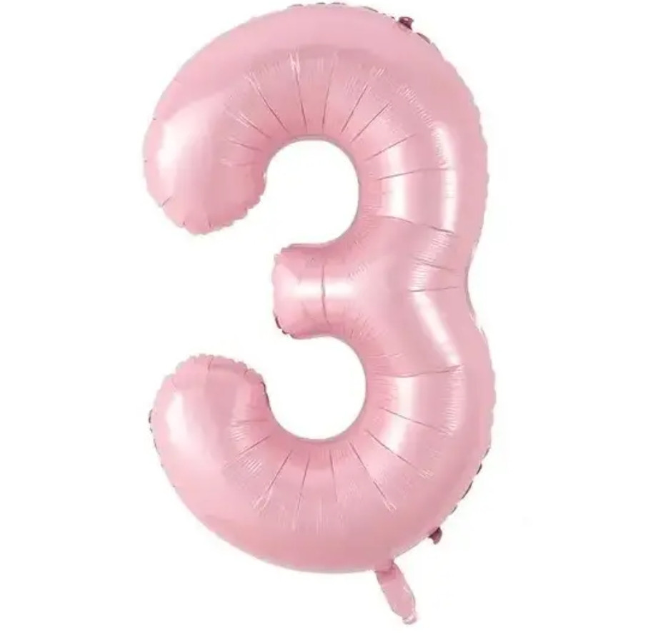 Цифра фольгирована 3 розовая  30
