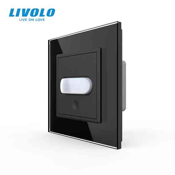 Датчик присутності та руху з автоматичним та ручним керуванням Livolo чорний скло (VL-C7FCU-2BP) Коломыя