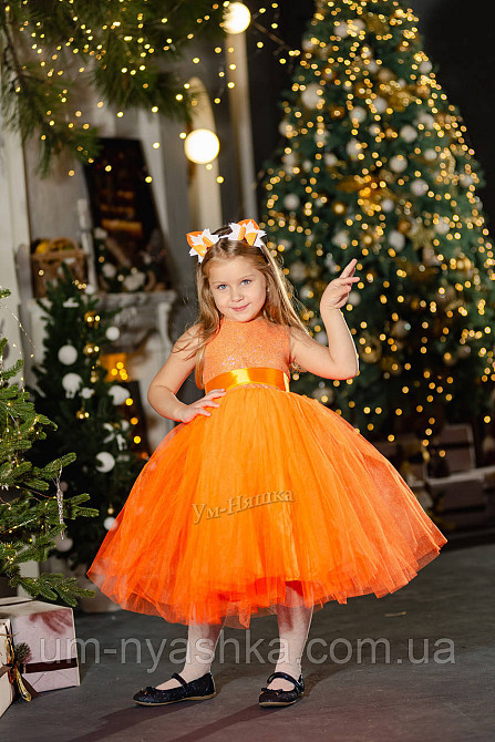 Оранжевое нарядное платье на девочку Королева Осени Лисичка Белочка Листик Апельсинка Кривой Рог - изображение 4