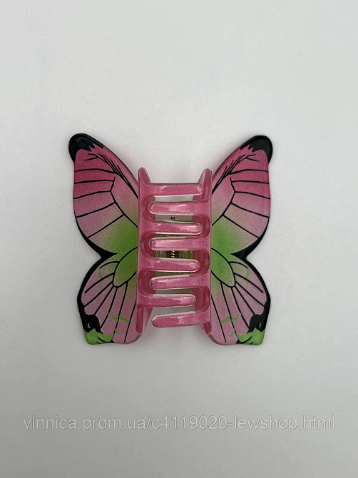 Заколка Крабик-бабочка для волос розово-зеленый для волос Черновцы - изображение 2