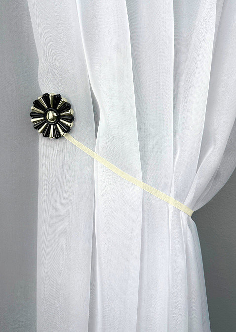 Магніти для штор і гардин Хризантема набір 2 шт Чорний з золотистим (81-305) Київ - фото 4