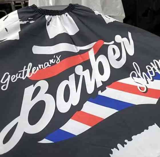 Парикмахерская накидка Barber для стрижки и покраски 140 на 50 см чёрный c белым Киев