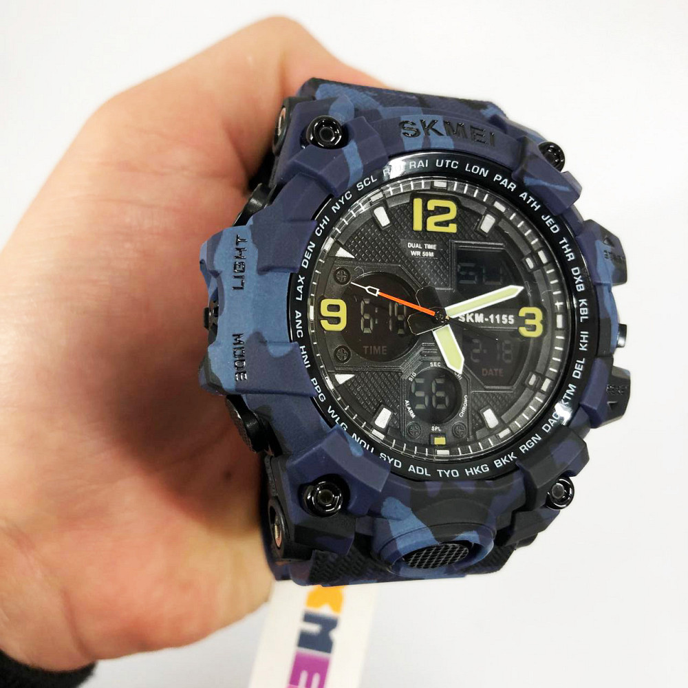 Чоловічий годинник із пластиковим ремінцем SKMEI 1155BCMBU, Військовий годинник AK-333 з секундоміром Київ - фото 4