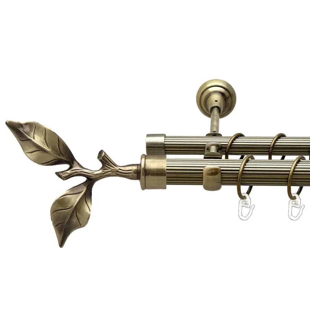 Карниз Orvit Листок Троянди металевий дворядний відкритий рифлена труба кільце металеве Антик 25\19 мм 200 см Львов - изображение 1