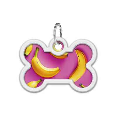 Адресник для животных WAUDOG Smart ID с QR паспортом "Бананы на розовом", кость 40х28 мм (231-4055) Винница