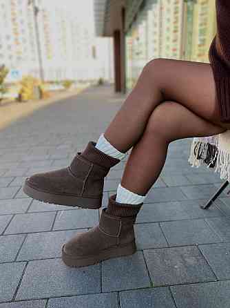 Угги жіночі HENGJI T56-7 шоколадні (зима, замша натуральна) (6010) Коломия