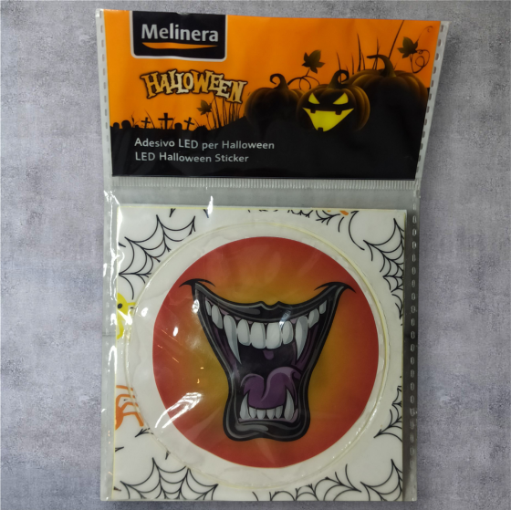 Наліпка на Хелловін 8 см зі світлодіодами Смайл Кликі вампіра помаранчевий Київ