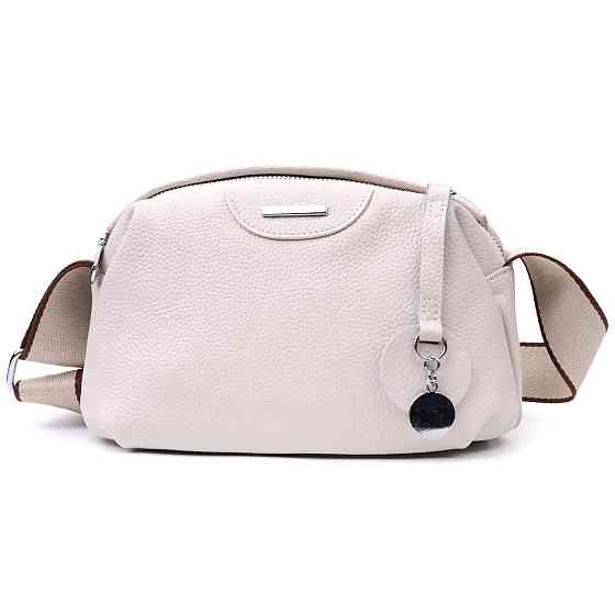 Елегантна сумка на два відділення з натуральної шкіри Vintage 22593 Білий Київ