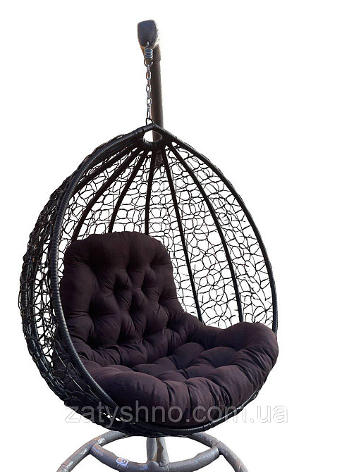 Чорний Кокон з подушкою плетений із ротанга Київ - фото 3
