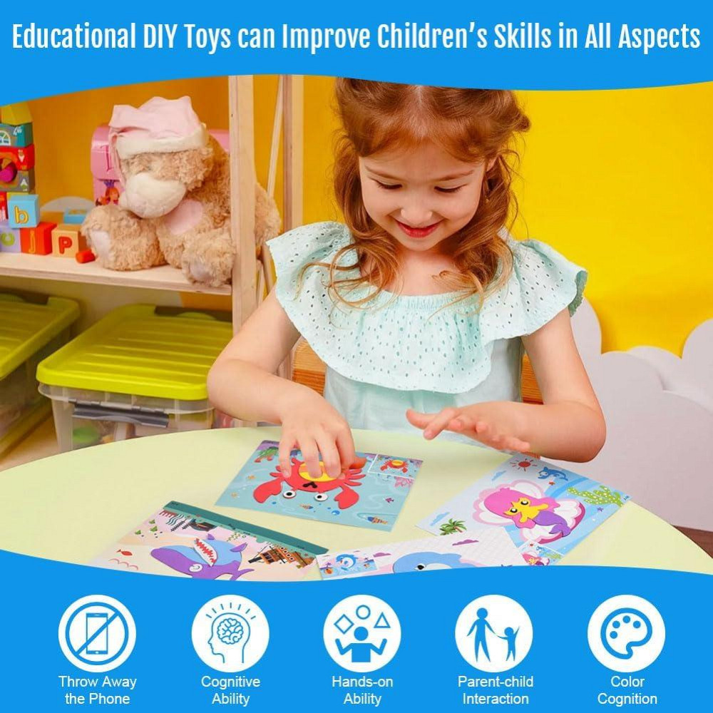 Подарунковий набір для рукоділля 3D наклейки з піни EVA, гра-головоломка з малюнком тварин + фломастери, подарунок для дітей Київ - фото 5