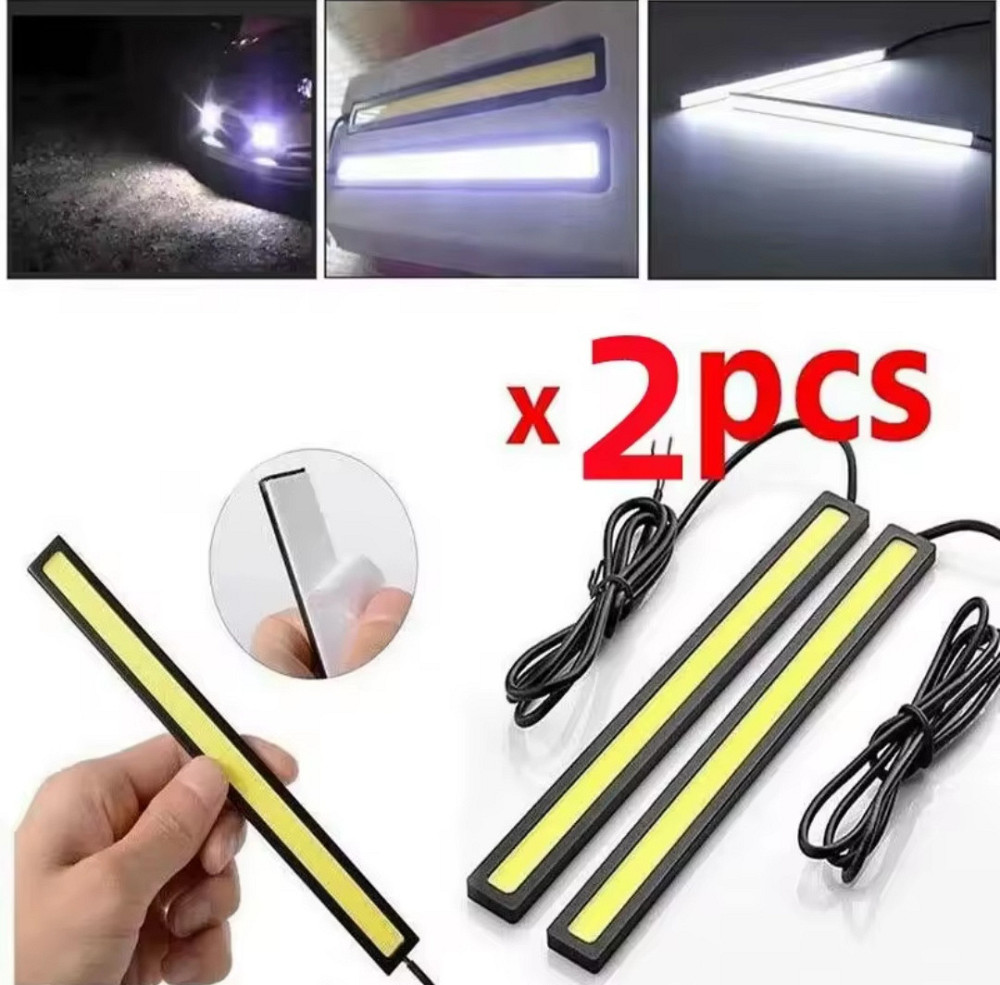 Світлодіодна автомобільна led стрічка протитуманні ходові вогні COB 12v 17 см білий Київ - фото 4