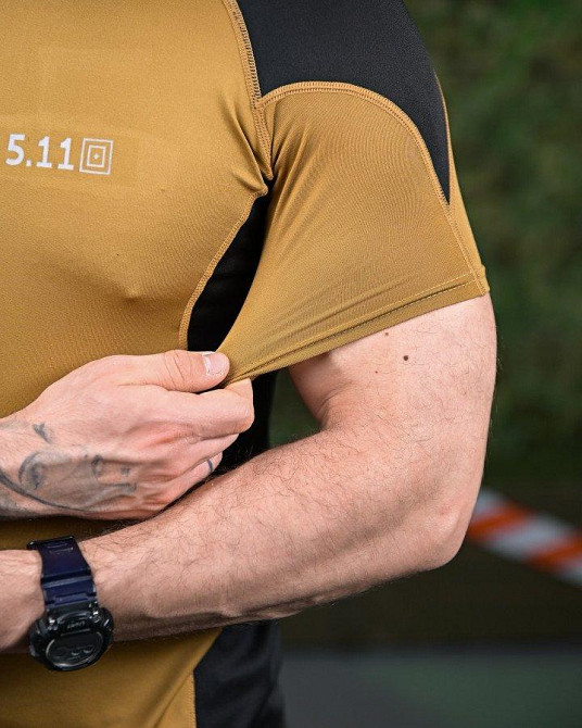 Тактическая футболка  5.11 coyot/black ПП7649 Одесса - изображение 4