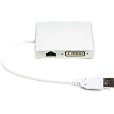 Перехідник USB 3.0 to HDMI, DVI, VGA, RJ45 Gigabit Ethernet PowerPlant (CA912087) Вінниця