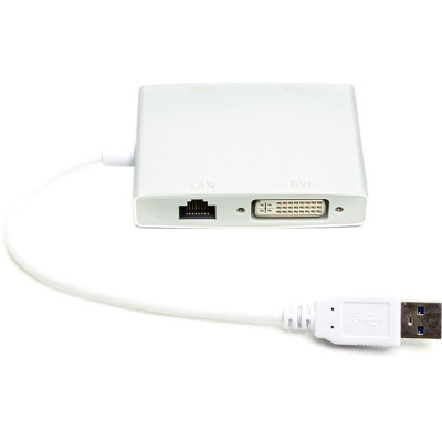Перехідник USB 3.0 to HDMI, DVI, VGA, RJ45 Gigabit Ethernet PowerPlant (CA912087) Вінниця - фото 2