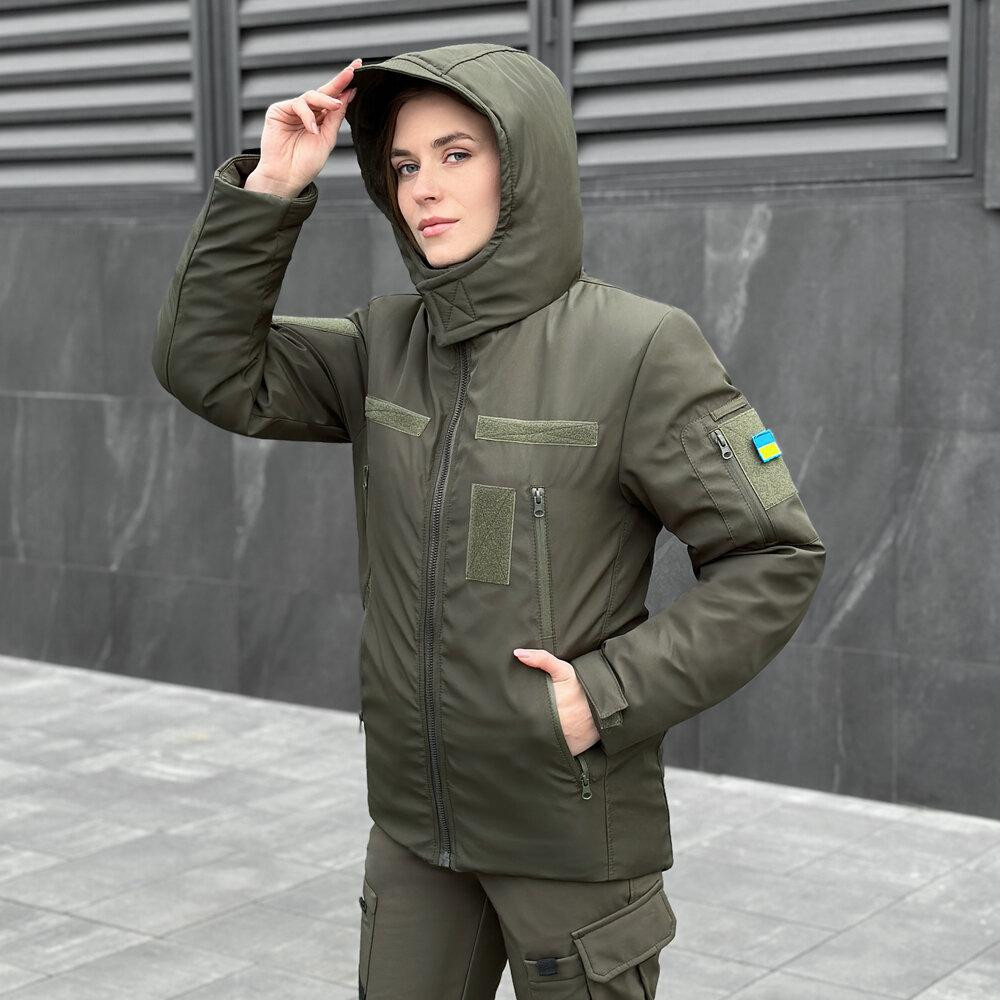 Женская зимняя хаки куртка с капюшоном Pobedov Winter Jacket Motive ЗИМА В2 Женская Киев - изображение 4