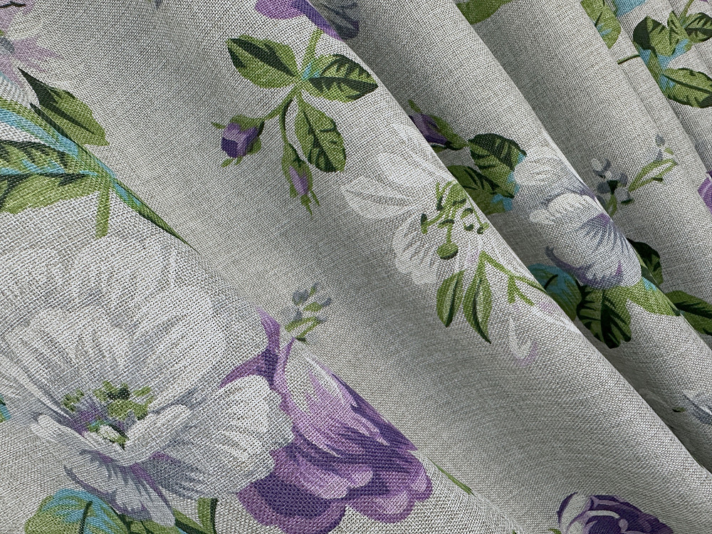Комплект штор VR-Textil Лен Прованс 100х270 2шт и Тюль 400х270 2084ш-115т Светло-серый с фиолетовым и белым 71-219/2 Киев - изображение 7