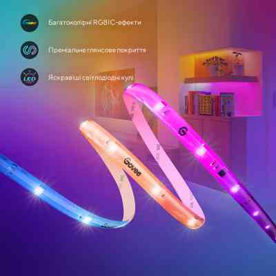 Светодиодная лента Govee RGBIC Basic Wi-Fi + Bluetooth LED Strip Light With Protective Coating 10м Білий (H619C3D1) Винница